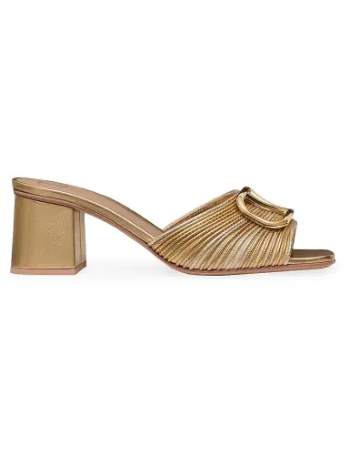 Valentino Garavani Women's Metallic VLogo Signature Slide Sandals 60MM - Gold - Size 7 | Thumbnail 1 Valentino Garavani Women's Metallic VLogo Signature Slide Sandals 60MM - Gold - Size 7 | Thumbnail 1