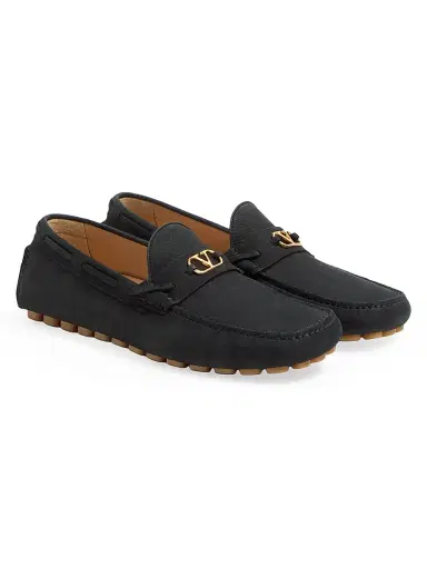 Valentino Garavani Men's Driver Fastaway Loafers in Deerskin Suede - Black - Size 7 | Thumbnail 2 Valentino Garavani Men's Driver Fastaway Loafers in Deerskin Suede - Black - Size 7 | Thumbnail 2