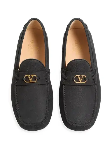 Valentino Garavani Men's Driver Fastaway Loafers in Deerskin Suede - Black - Size 7 | Thumbnail 4 Valentino Garavani Men's Driver Fastaway Loafers in Deerskin Suede - Black - Size 7 | Thumbnail 4