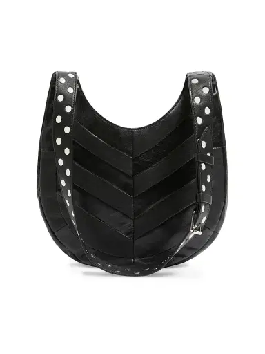 Valentino Garavani Women's Hoboho Hobo Bag in Chevron-Patterned Nappa Leather - Black | Thumbnail 6