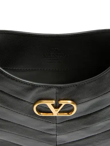 Valentino Garavani Women's Hoboho Hobo Bag in Chevron-Patterned Nappa Leather - Black | Thumbnail 8
