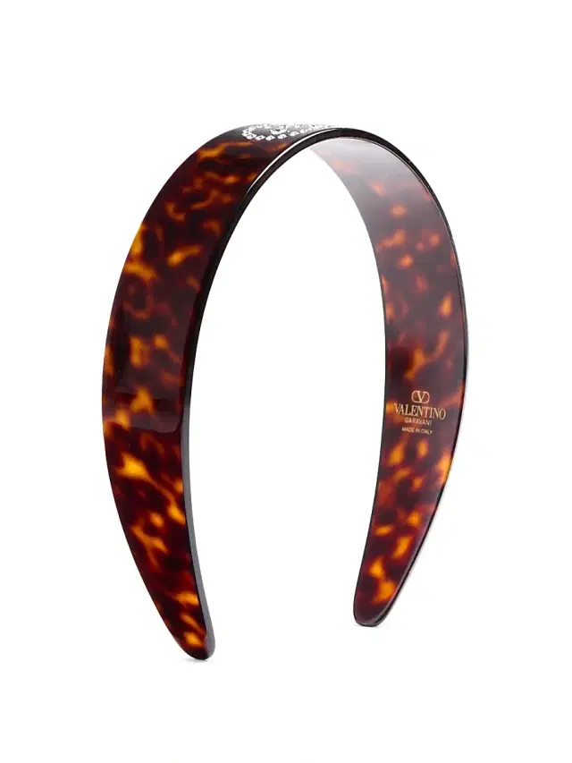 Valentino Garavani Women's Vlogo Signature Headband in Resin Metal and Crystals - Tartaruga Gold Crystal