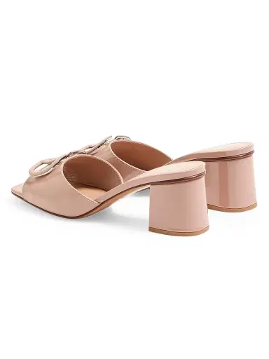 Valentino Garavani Women's VLogo Signature 60MM Patent Leather Slide Sandals - Rose Cannelle - Size 12 | Thumbnail 3