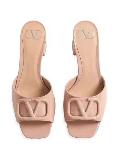 Valentino Garavani Women's VLogo Signature 60MM Patent Leather Slide Sandals - Rose Cannelle - Size 12 | Thumbnail 4