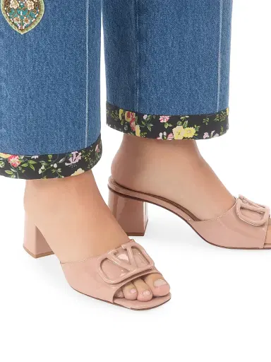 Valentino Garavani Women's VLogo Signature 60MM Patent Leather Slide Sandals - Rose Cannelle - Size 12 | Thumbnail 7