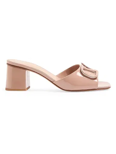 Valentino Garavani Women's VLogo Signature 60MM Patent Leather Slide Sandals - Rose Cannelle - Size 12 | Thumbnail 1