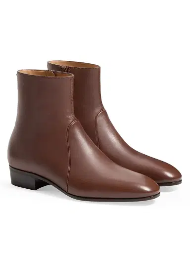 Valentino Garavani Men's Pat Ankle Boots in Kidskin - Bark Brown - Size 12 | Thumbnail 2