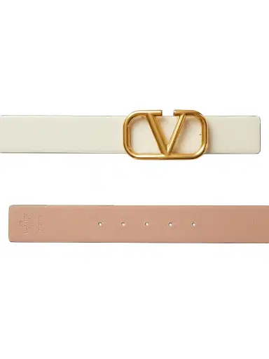 Valentino Garavani Women's Reversible VLogo Signature Belt in Calfskin 40MM - Rose White | Thumbnail 3