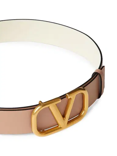Valentino Garavani Women's Reversible VLogo Signature Belt in Calfskin 40MM - Rose White | Thumbnail 4