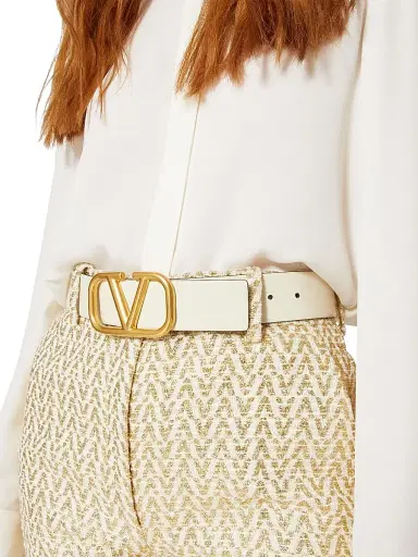 Valentino Garavani Women's Reversible VLogo Signature Belt in Calfskin 40MM - Rose White | Thumbnail 5