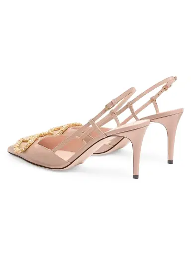 Valentino Garavani Women's VLogo Signature Slingback Calfskin 80MM Pumps - Rose Cannelle | Thumbnail 3 Valentino Garavani Women's VLogo Signature Slingback Calfskin 80MM Pumps - Rose Cannelle | Thumbnail 3