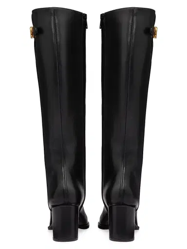 Valentino Garavani Women's VLogo Signature Calfskin Boots 70MM - Black - Size 7 | Thumbnail 3