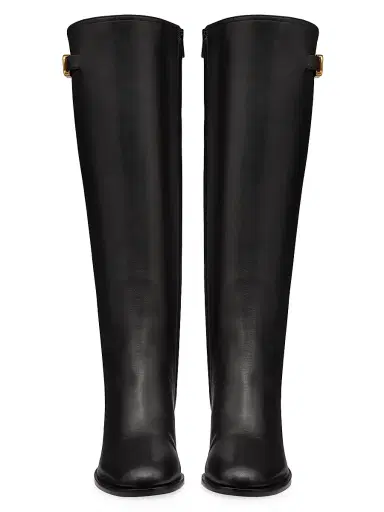 Valentino Garavani Women's VLogo Signature Calfskin Boots 70MM - Black - Size 7 | Thumbnail 4