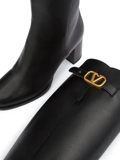 Valentino Garavani Women's VLogo Signature Calfskin Boots 70MM - Black - Size 7 | Thumbnail 5