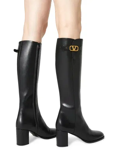 Valentino Garavani Women's VLogo Signature Calfskin Boots 70MM - Black - Size 7 | Thumbnail 6