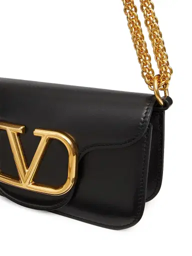 Valentino Garavani Women's Locò Small Shoulder Bag in Calfskin - Black | Thumbnail 7