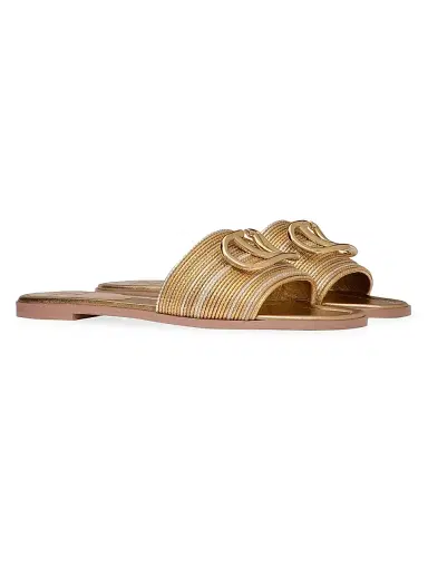 Valentino Garavani Women's VLogo Signature Metallic Leather Slide Sandals - Gold - Size 7 | Thumbnail 2 Valentino Garavani Women's VLogo Signature Metallic Leather Slide Sandals - Gold - Size 7 | Thumbnail 2