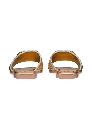 Valentino Garavani Women's VLogo Signature Metallic Leather Slide Sandals - Gold - Size 7 | Thumbnail 4 Valentino Garavani Women's VLogo Signature Metallic Leather Slide Sandals - Gold - Size 7 | Thumbnail 4