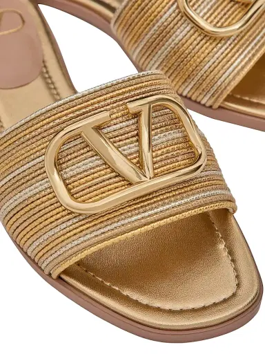 Valentino Garavani Women's VLogo Signature Metallic Leather Slide Sandals - Gold - Size 7 | Thumbnail 5 Valentino Garavani Women's VLogo Signature Metallic Leather Slide Sandals - Gold - Size 7 | Thumbnail 5