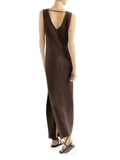Brunello Cucinelli Women's Cotton Rib Knit Dress with Monili | Thumbnail 3