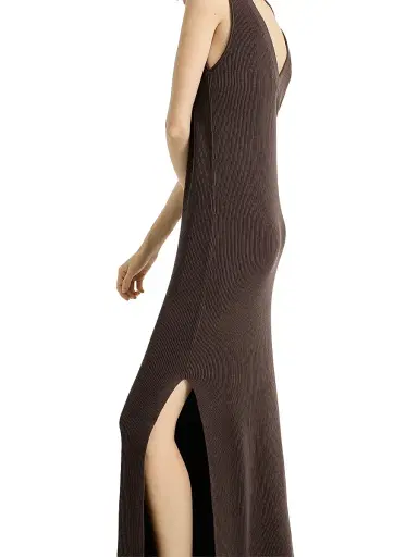 Brunello Cucinelli Women's Cotton Rib Knit Dress with Monili | Thumbnail 4