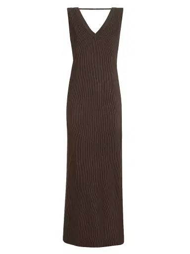 Brunello Cucinelli Women's Cotton Rib Knit Dress with Monili | Thumbnail 1