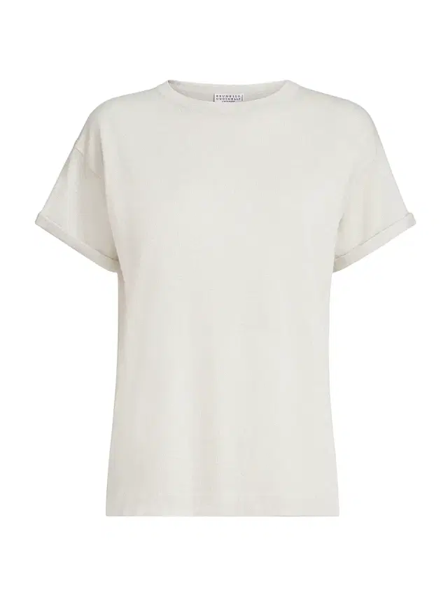 Brunello Cucinelli Women's Sparkling Cashmere and Silk Lightweight Knit T-Shirt - White