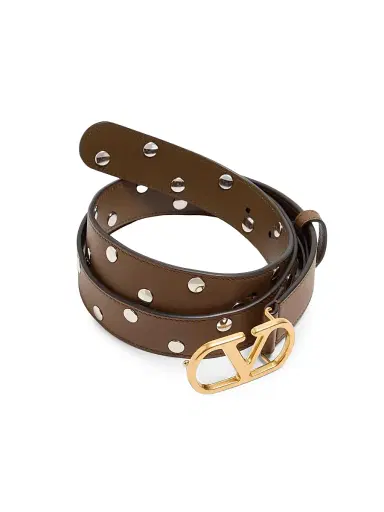 Valentino Garavani Women's Vlogo Signature Belt in Shiny Calfskin 30 MM - Tundra - Size Medium | Thumbnail 3 Valentino Garavani Women's Vlogo Signature Belt in Shiny Calfskin 30 MM - Tundra - Size Medium | Thumbnail 3