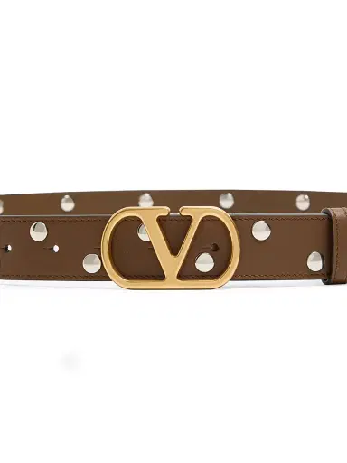 Valentino Garavani Women's Vlogo Signature Belt in Shiny Calfskin 30 MM - Tundra - Size Medium | Thumbnail 4 Valentino Garavani Women's Vlogo Signature Belt in Shiny Calfskin 30 MM - Tundra - Size Medium | Thumbnail 4