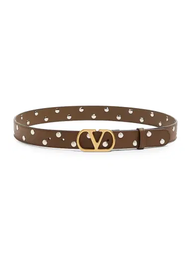 Valentino Garavani Women's Vlogo Signature Belt in Shiny Calfskin 30 MM - Tundra - Size Medium | Thumbnail 1 Valentino Garavani Women's Vlogo Signature Belt in Shiny Calfskin 30 MM - Tundra - Size Medium | Thumbnail 1