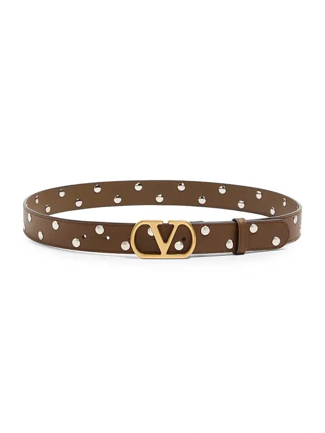 Valentino Garavani Women's Vlogo Signature Belt in Shiny Calfskin 30 MM - Tundra