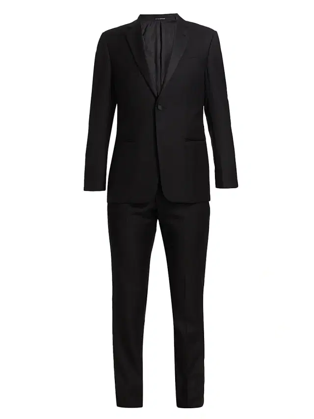 Emporio Armani Men's One-Button Regular-Fit Wool Tuxedo - Black - Size 50