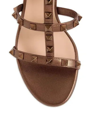Valentino Garavani Women's Rockstud Calfskin Leather Slide Sandals 60MM - Bronze - Size 11.5 | Thumbnail 5