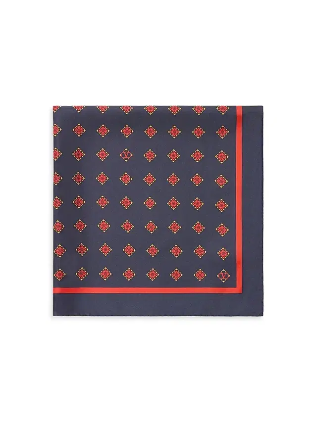Valentino Garavani Men's Opticool Silk Scarf - Navy Red