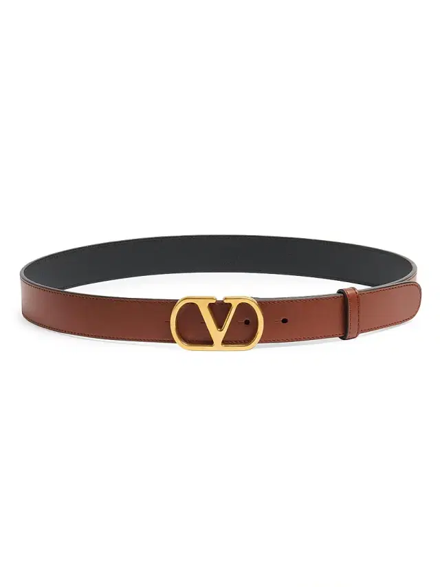 Valentino Garavani Women's VLogo Signature Belt in Shiny Calfskin 30MM - Deep Caramel