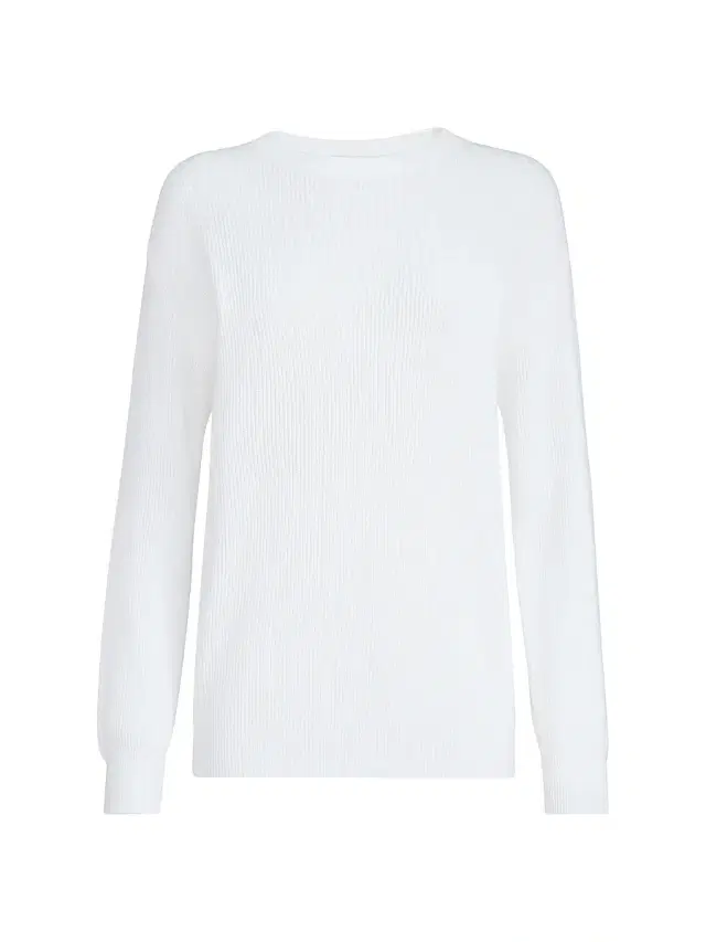 Brunello Cucinelli Women's Cotton English Rib Sweater with Monili - White