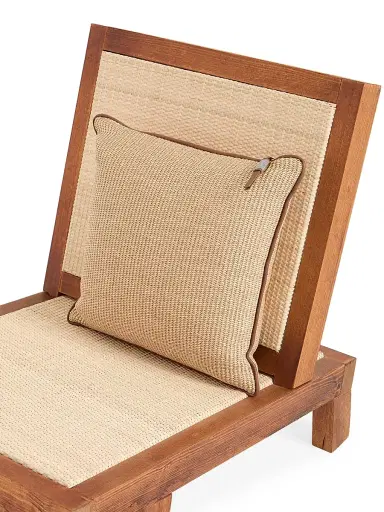 Brunello Cucinelli Raffia Effect Techno Cotton Cushion with Leather Piping | Thumbnail 4 Brunello Cucinelli Raffia Effect Techno Cotton Cushion with Leather Piping | Thumbnail 4