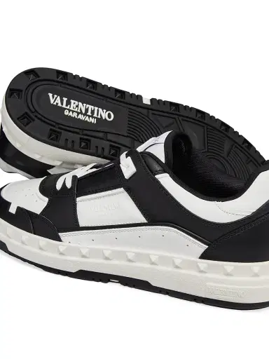 Valentino Garavani Men's Freedots Low Top Sneakers In Calfskin - Black - Size 6.5 | Thumbnail 5