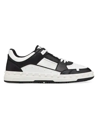 Valentino Garavani Men's Freedots Low Top Sneakers In Calfskin - Black - Size 6.5 | Thumbnail 1