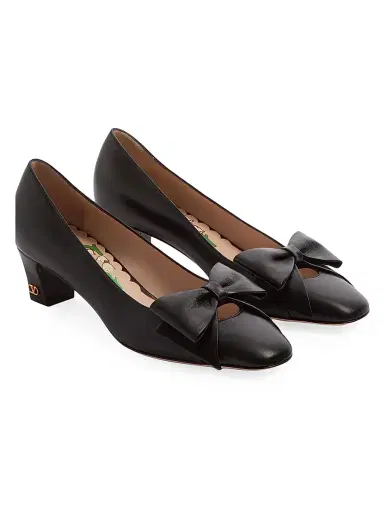 Valentino Garavani Women's Bow Kidskin 45MM Pumps - Black - Size 12 | Thumbnail 2