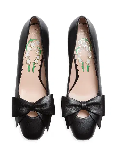 Valentino Garavani Women's Bow Kidskin 45MM Pumps - Black - Size 12 | Thumbnail 3