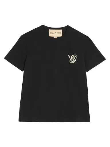 Valentino Garavani Men's Cotton T-Shirt with VG Patch - Black - Size XS | Thumbnail 1 Valentino Garavani Men's Cotton T-Shirt with VG Patch - Black - Size XS | Thumbnail 1