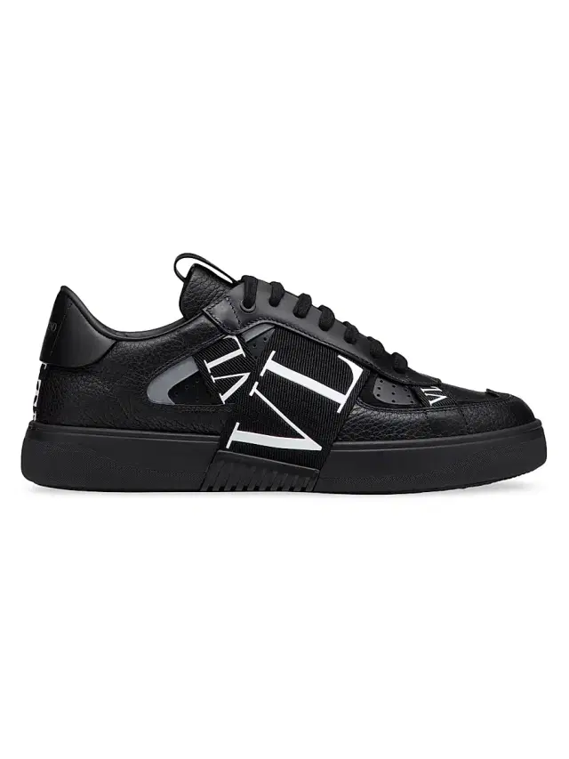Valentino Garavani Men's Low-Top Calfskin VL7N Sneakers With Bands - Black