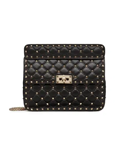 Valentino Garavani Women's Medium Nappa Rockstud Spike Shoulder Bag - Black | Thumbnail 1