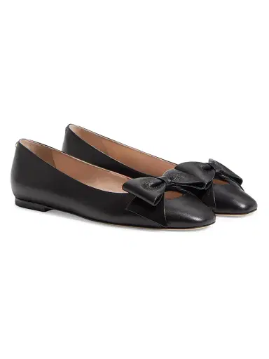 Valentino Garavani Women's Bowow Kidskin Ballerinas - Black | Thumbnail 2
