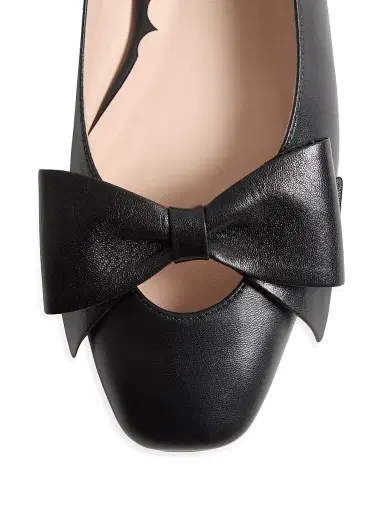 Valentino Garavani Women's Bowow Kidskin Ballerinas - Black | Thumbnail 6