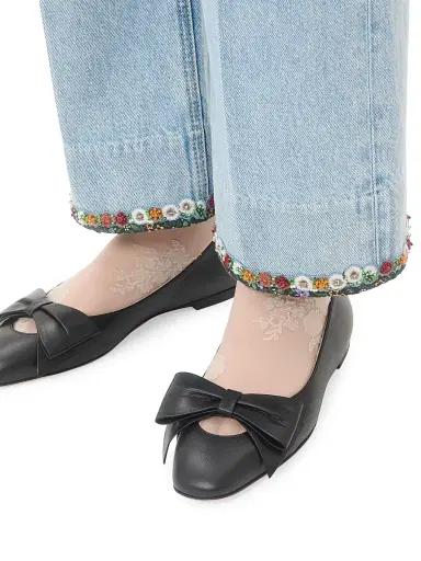 Valentino Garavani Women's Bowow Kidskin Ballerinas - Black | Thumbnail 7