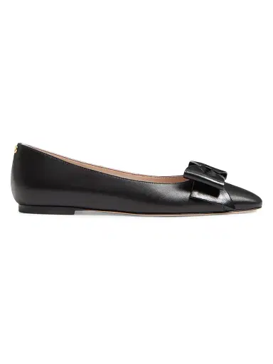 Valentino Garavani Women's Bowow Kidskin Ballerinas - Black | Thumbnail 1
