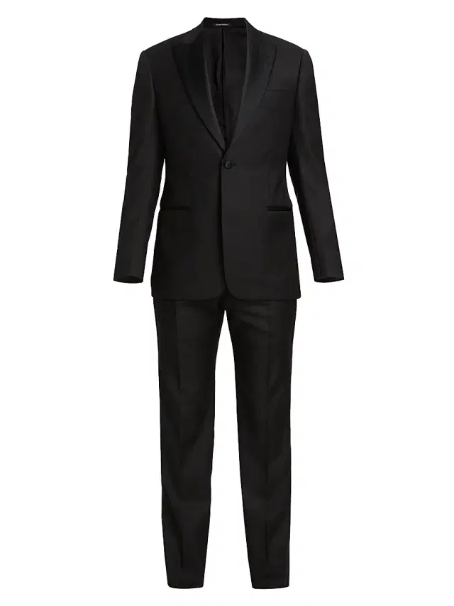 Emporio Armani Men's Peak Lapel Single-Button Suit - Black