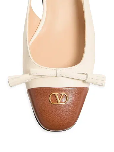 Valentino Garavani Women's Valet Du Roi Kid Slingback Ballerinas 25MM - Butter Tobacco | Thumbnail 5